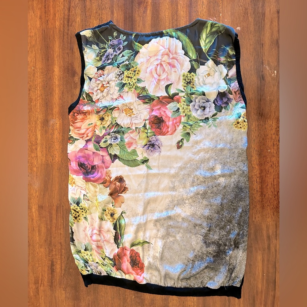 M. Rena floral silk tank top size M
